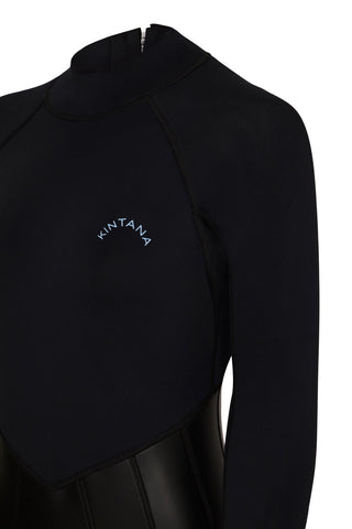 product shot of Longsleeve springsuit in black, side detail view 